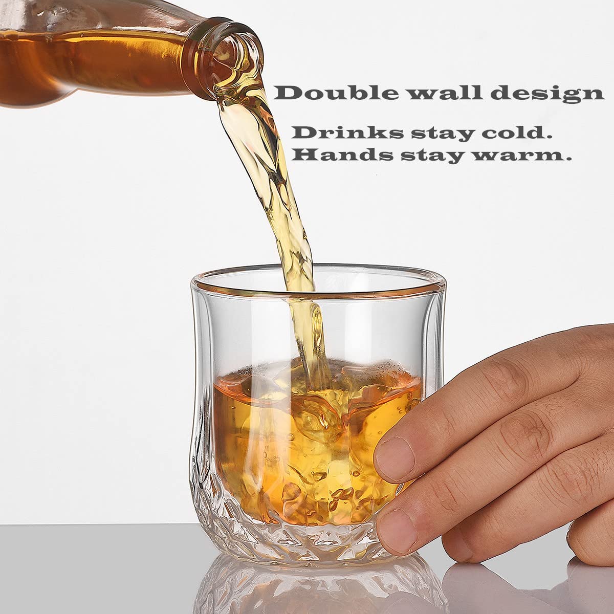 Double Wall Insulated Whisky Crystal Glass 250ML (Set of 2)