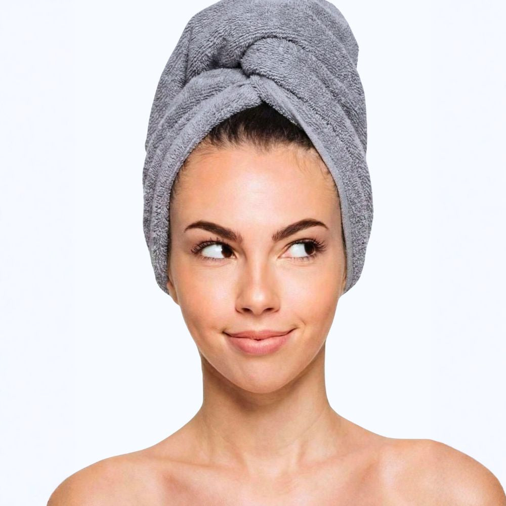 Premium Cotton Hair Towel Wrap – Super Absorbent Terry Turban Towel for Quick Hair Drying & Reduced Frizz