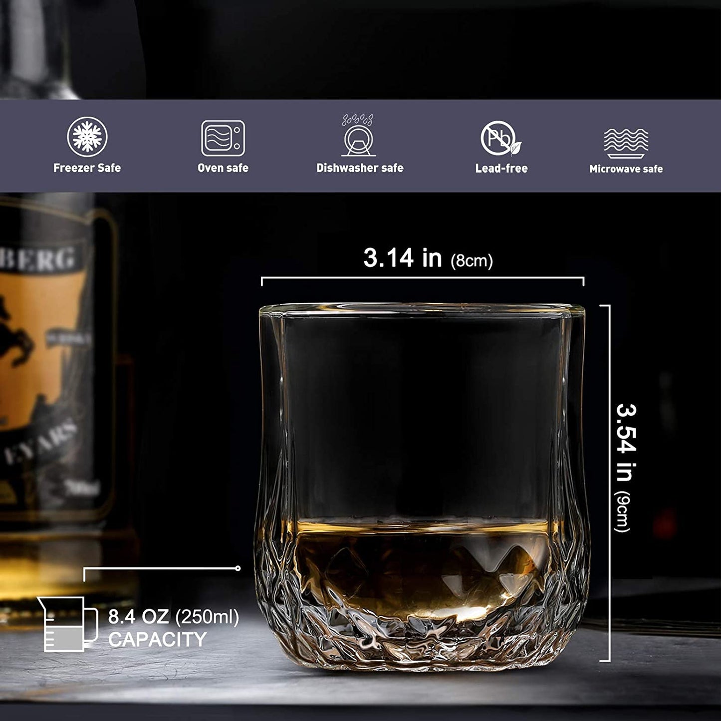 Double Wall Insulated Whisky Crystal Glass 250ML (Set of 2)