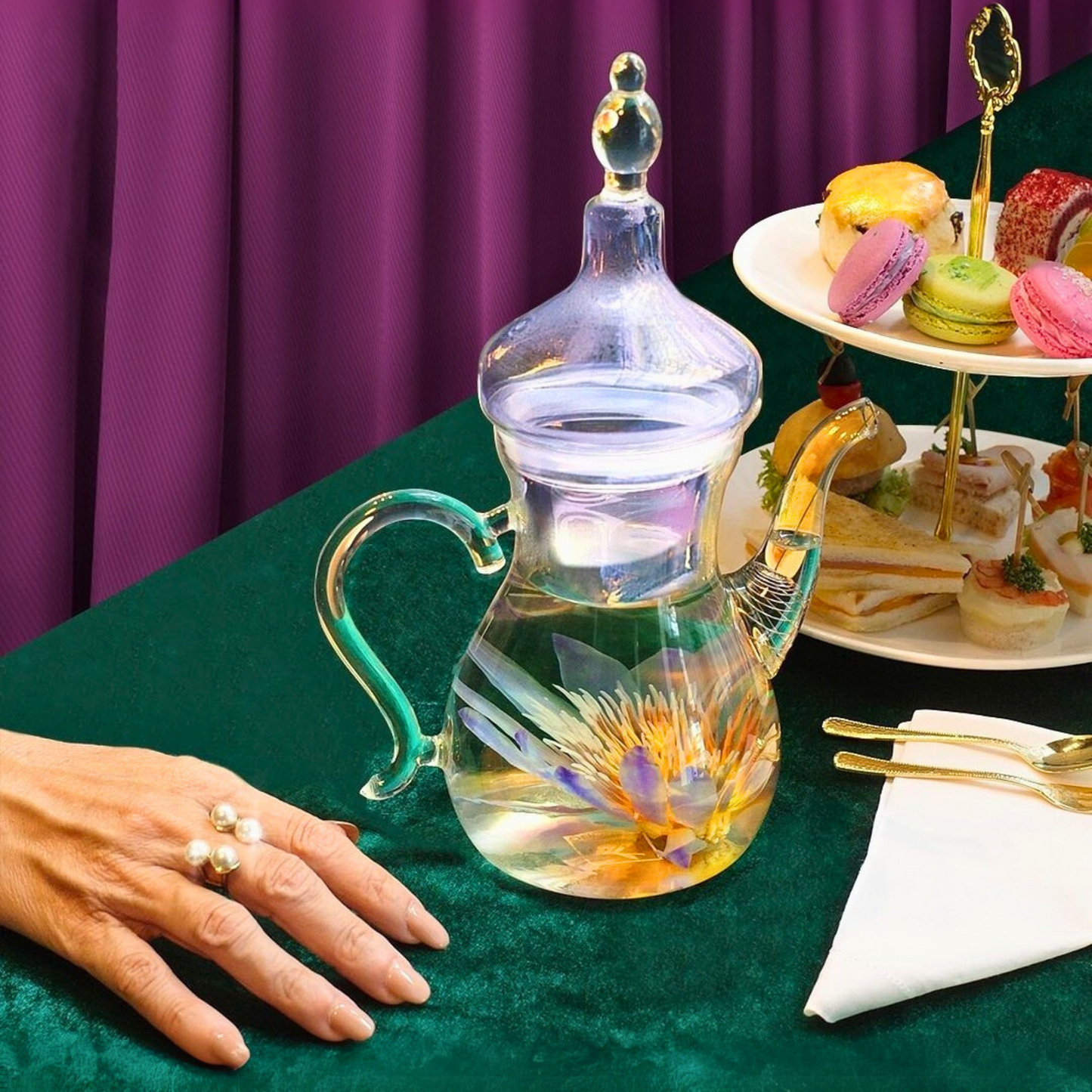 1Chase Arabic Style Glass Dalla Teapot 1000ml - Heat-Resistant Borosilicate, Transparent with Spout - Traditional Coffee & Tea Kettle for Ramadan, Arabic Coffee, Blooming & Loose Leaf Tea, Elegant Gift