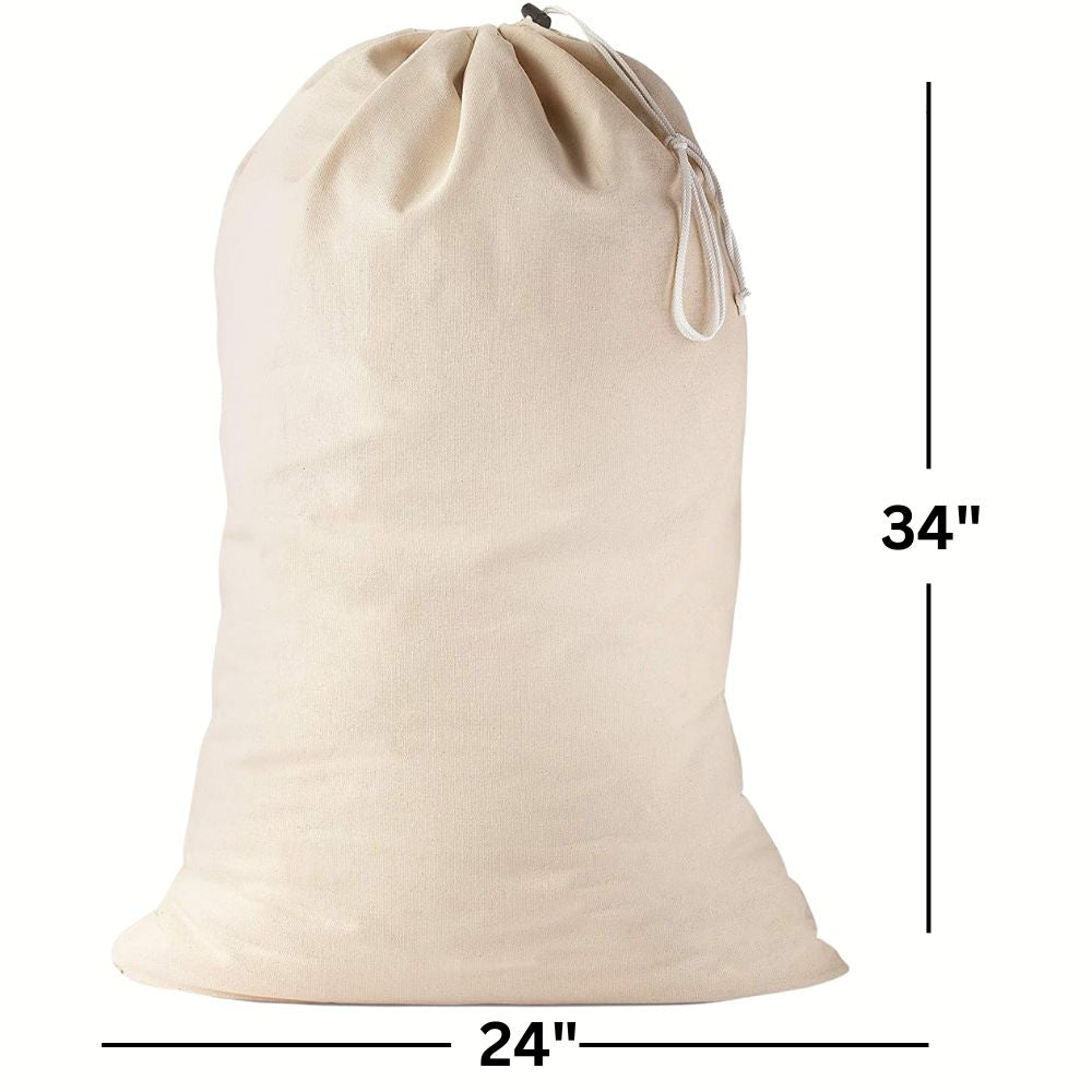 1CHASE Laundry Bags Canvas, The Extra Heavy Duty Washable Laundry Bag with Drawstring, 24X34" Extra Large Cotton Bags Clothes Travel Laundry Bag, Hamper Liner Travel Storage Sack, 60X85CM Pack of 2