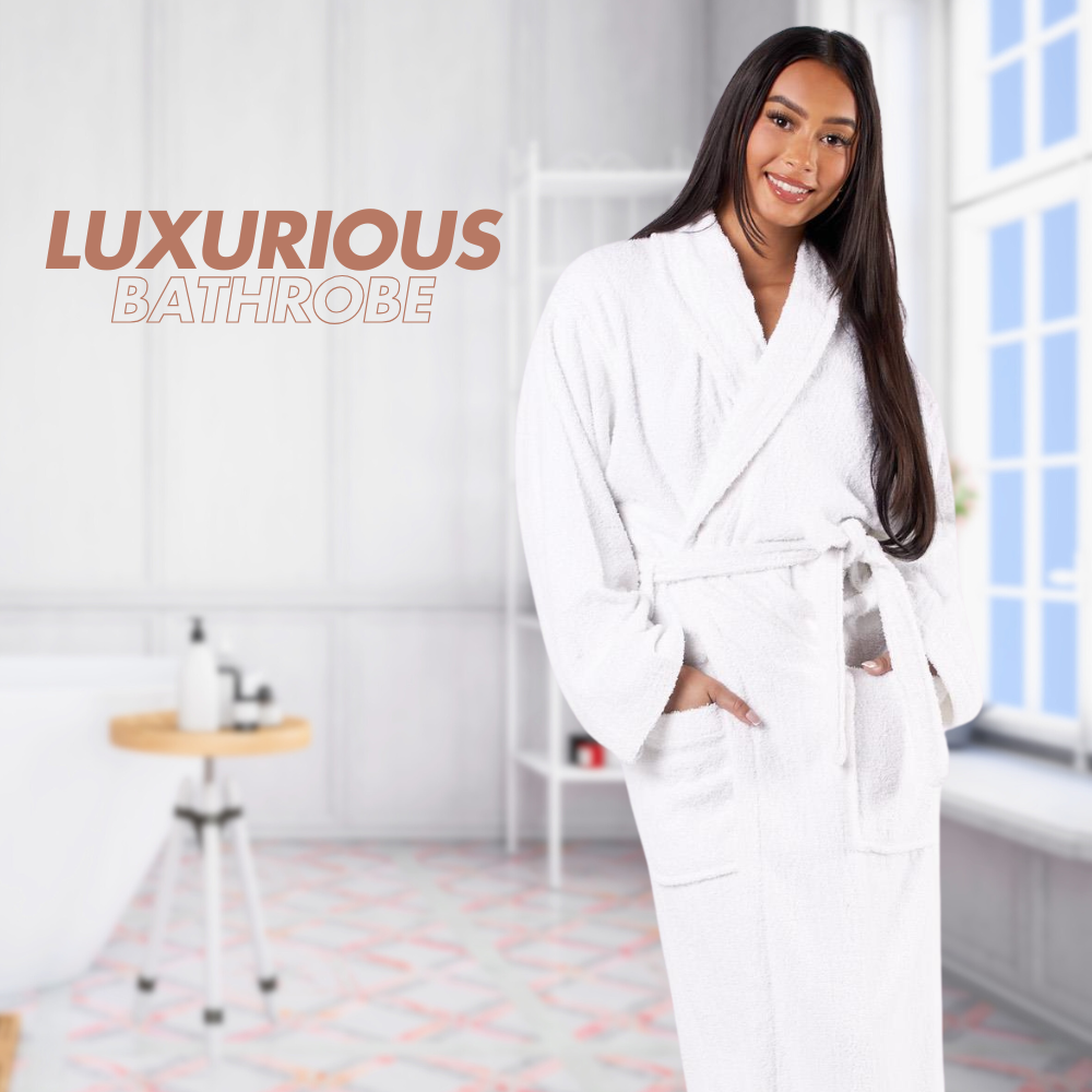 1Chase Luxury Cotton Bathrobe Ultra Soft, 100% Cotton Shawl Collar Robe for Men & Women, Hotel & Home Comfort