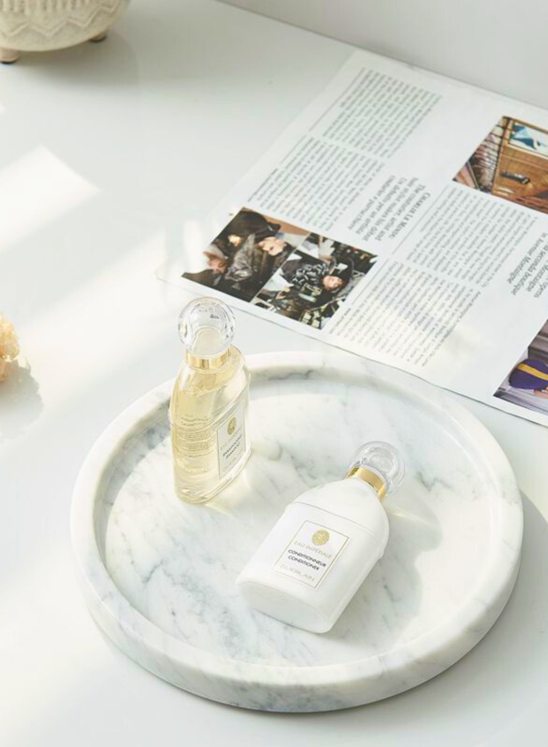 Elegant White Natural Round Marble Tray – Premium Serving Tray for Home Décor