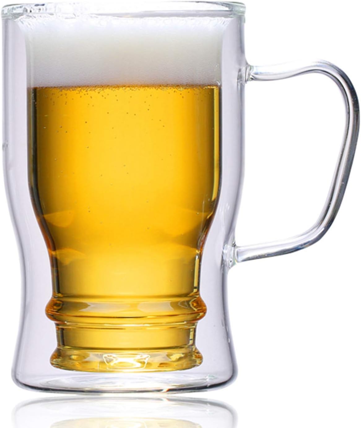 Beer Glass Mug Insulated Mug,23 oz/650ml Double Wall Mugs Pub Glass for Cold Drink and Hot Coffee, Insulated Mugs Cup, Borosilicate Glassware Bar Glass Drinking Glasses.