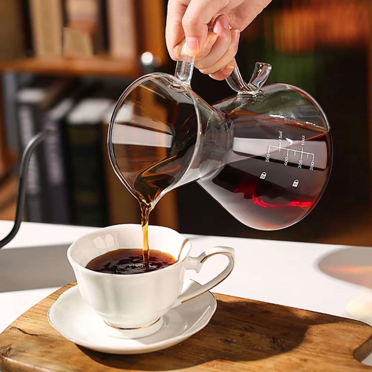 1CHASE Borosilicate Heat Resistant Glass Coffee Server Pot with Filter For Pour Over Coffee Maker 500 ML