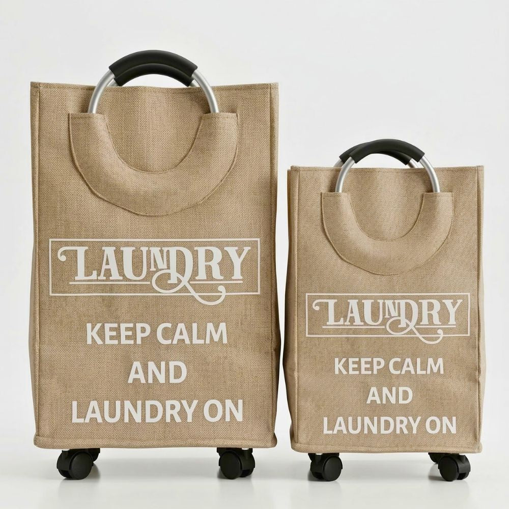 Rolling Laundry Basket with Wheels, Foldable Fabric Clothes Hamper with Aluminium Handles, Laundry Storage Basket 70L Large