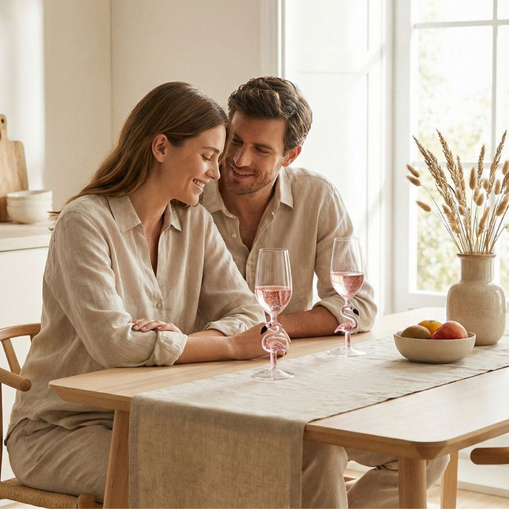 Borosilicate Goblet Wine Glass with Flamingo Stem, 330ML Decorative Wine Glass, Heat Resistant Glassware for Red & White Wine, Parties & Gifting (1 Piece)