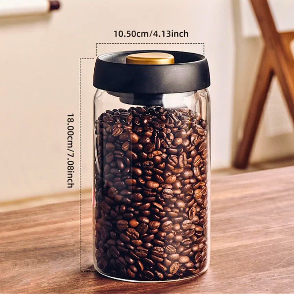 Vacuum Sealed Borosilicate Glass Jars – 1200ML Airtight Food Storage Containers for Coffee, Tea, Nuts, Grains & Snacks (Set of 2)
