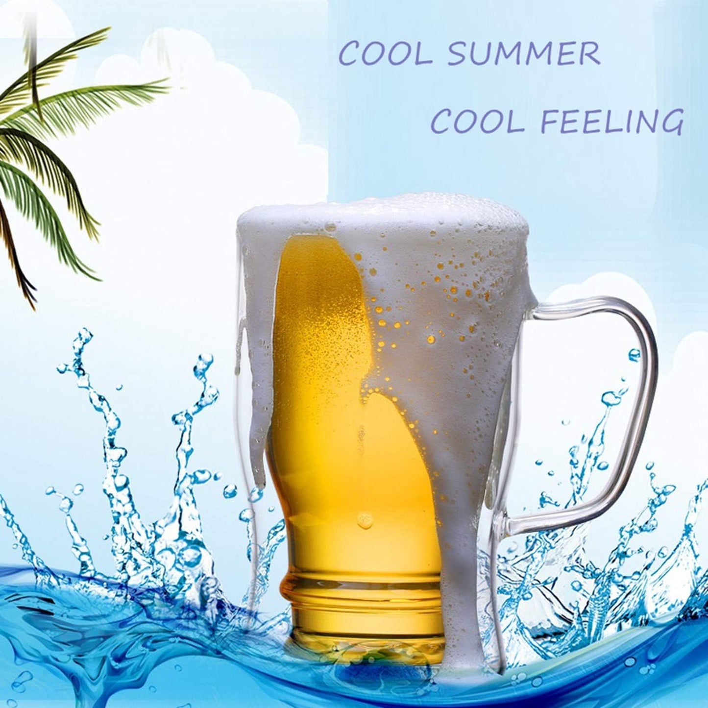 Beer Glass Mug Insulated Mug,23 oz/650ml Double Wall Mugs Pub Glass for Cold Drink and Hot Coffee, Insulated Mugs Cup, Borosilicate Glassware Bar Glass Drinking Glasses.
