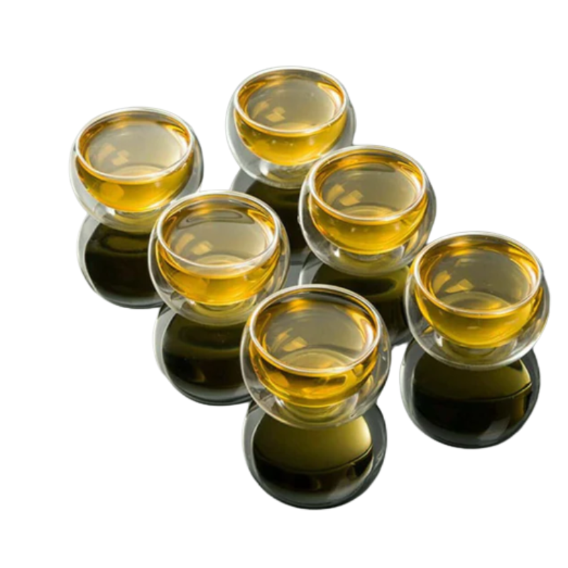 Bộ 6 tách cà phê, trà thủy tinh Borosilicate treo tường đôi 50 ML