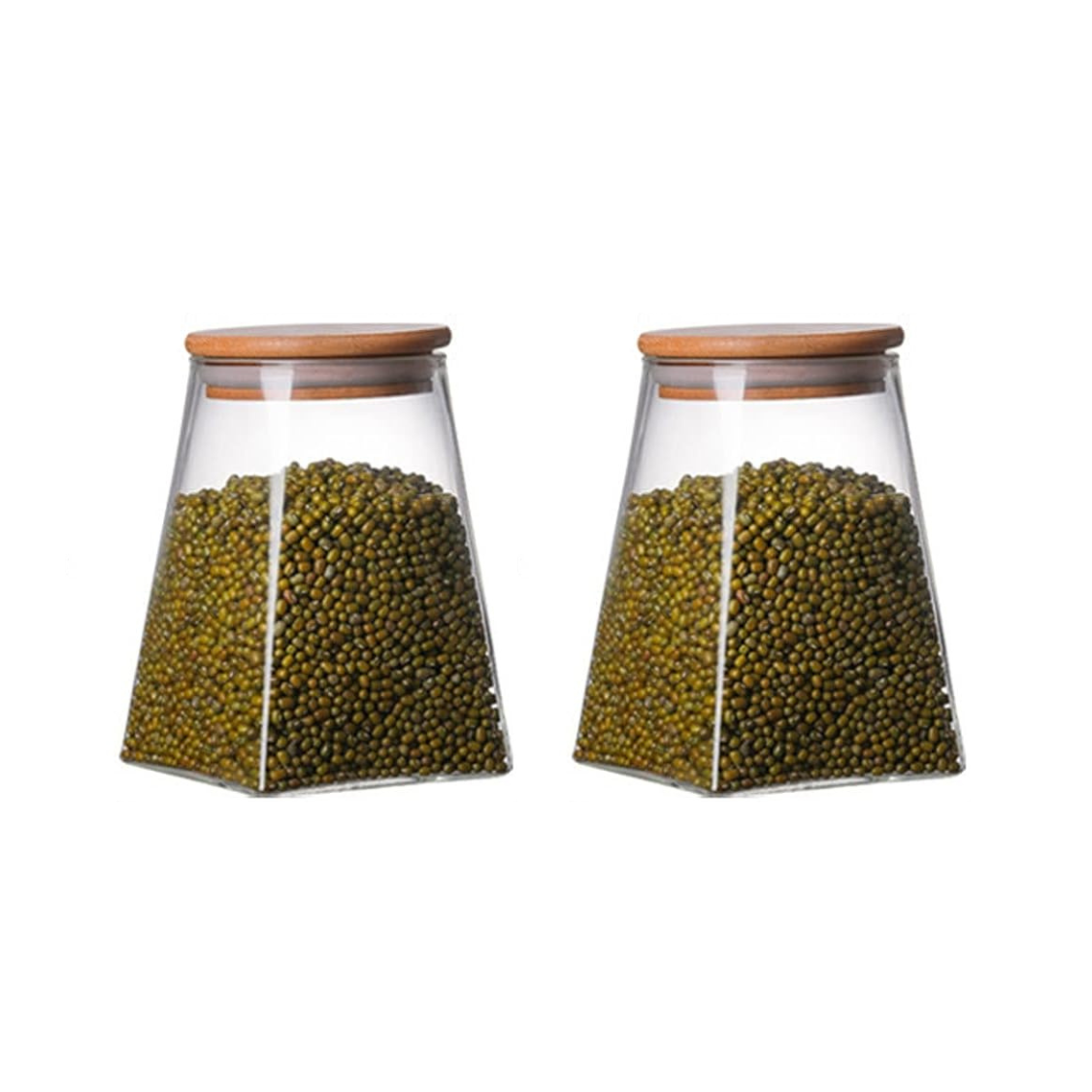 Borosilicate Glass Jar Rectangle with Bamboo Lids, Glass Airtight food Storage Containers