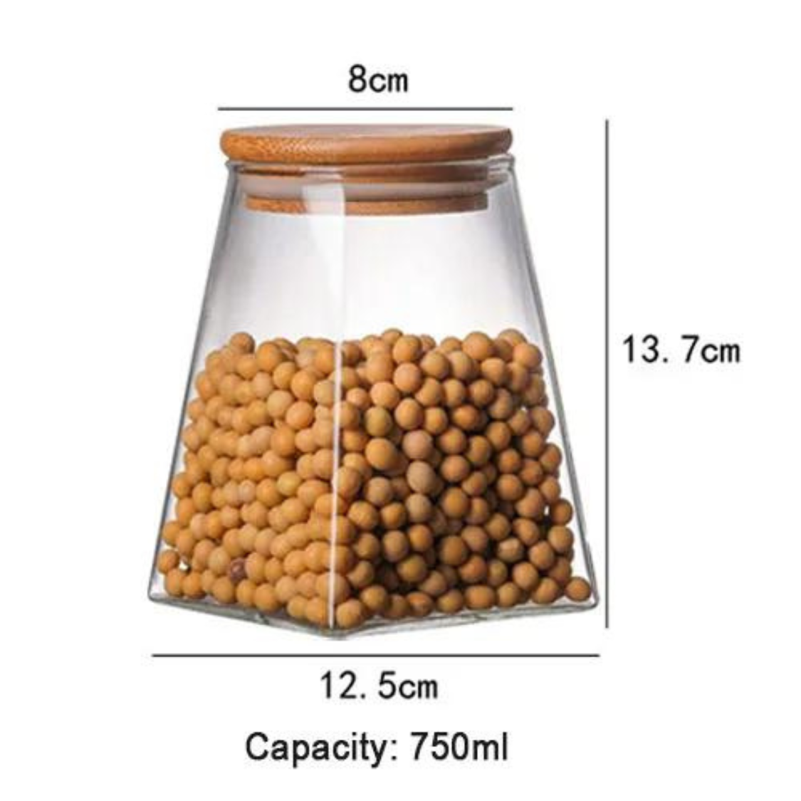 Borosilicate Glass Jar Rectangle with Bamboo Lids, Glass Airtight food Storage Containers