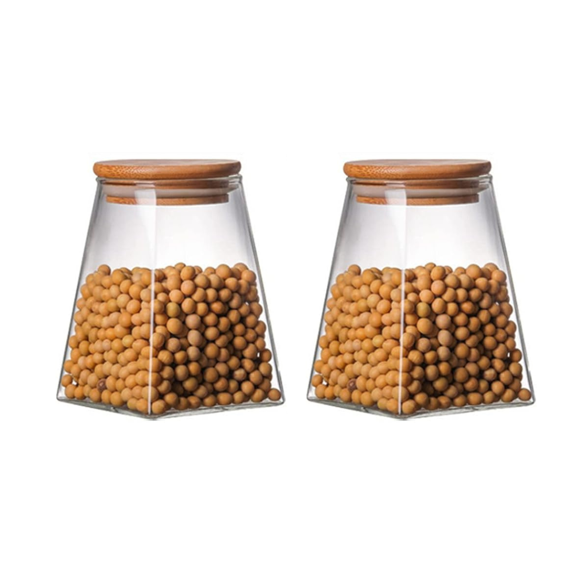 Borosilicate Glass Jar Rectangle with Bamboo Lids, Glass Airtight food Storage Containers