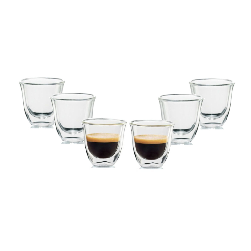 DeLonghi Set of 6 Double-Wall Espresso Glasses 