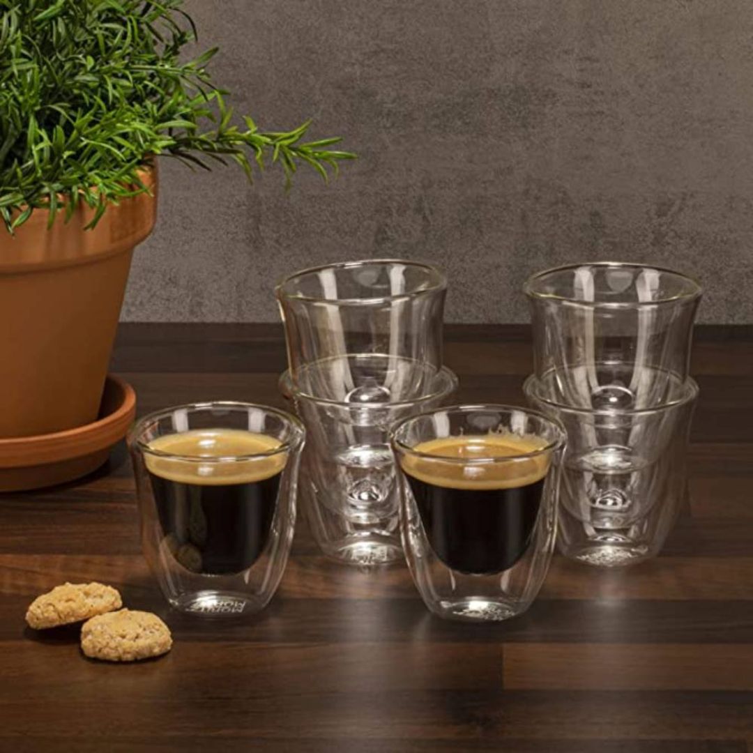 Ấm trà phong cách Ả Rập chịu nhiệt với Ấm trà và Bộ 6 tách Espresso treo tường đôi 80 ML