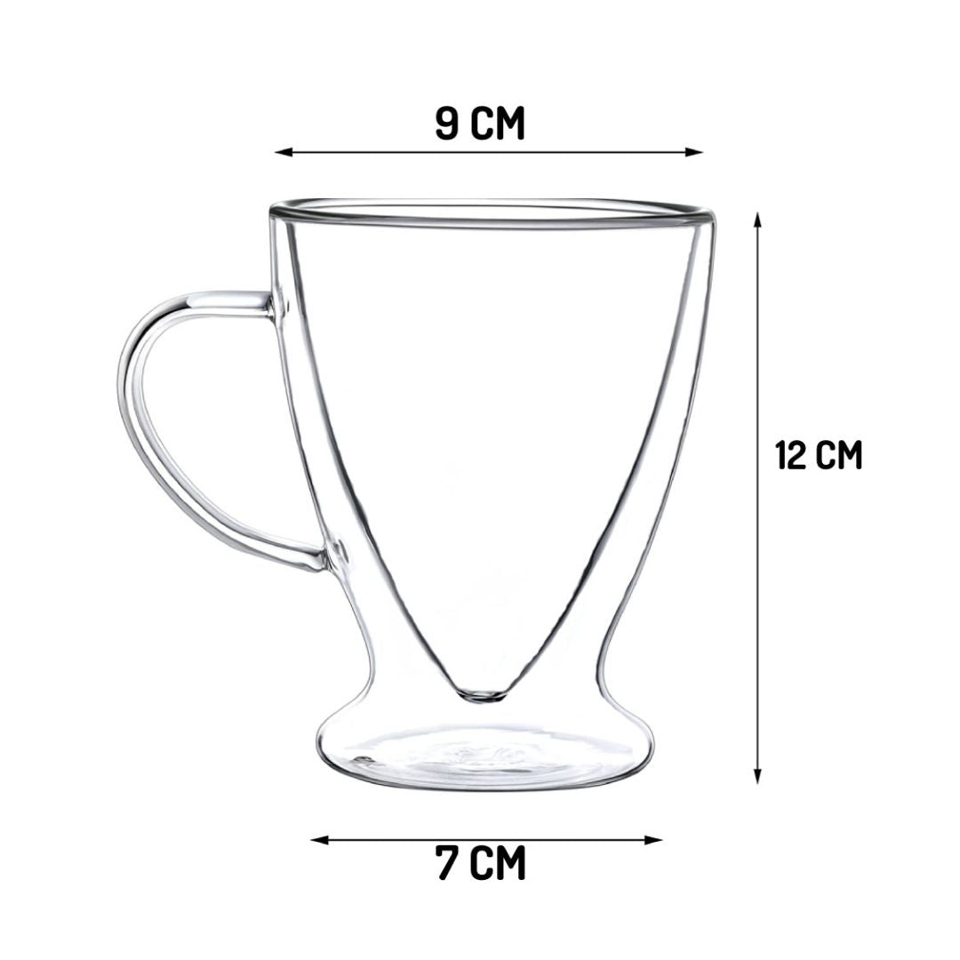 Double Wall Irish Glass Coffee Mugs 300 ML (Set of 2)