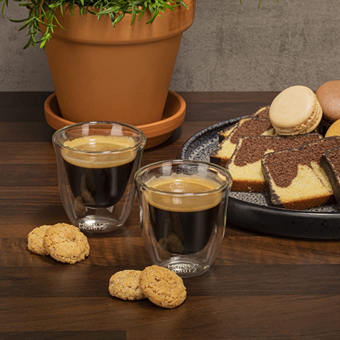 1CHASE Borosilicate Double Wall Turkish Espresso Coffee Cup, 80 ML -6Pcs Set