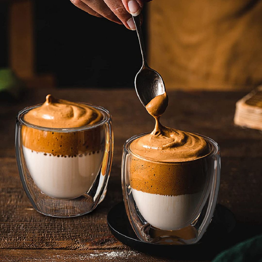 Double Wall Glass Coffee Cups 250 ML (Set of 4)