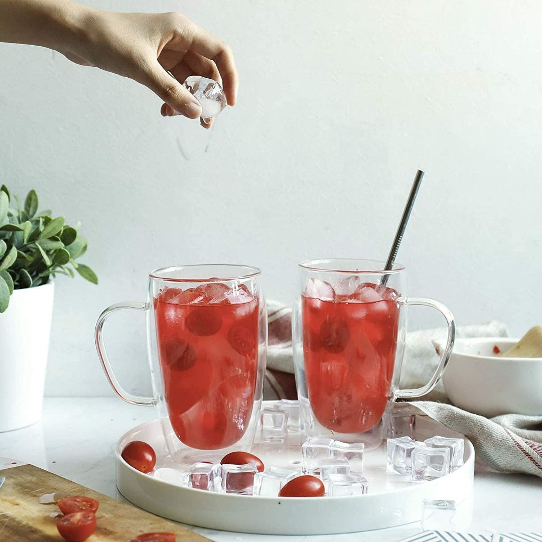 Double Wall Glass Coffee Mugs 450 ML (Set of 2)