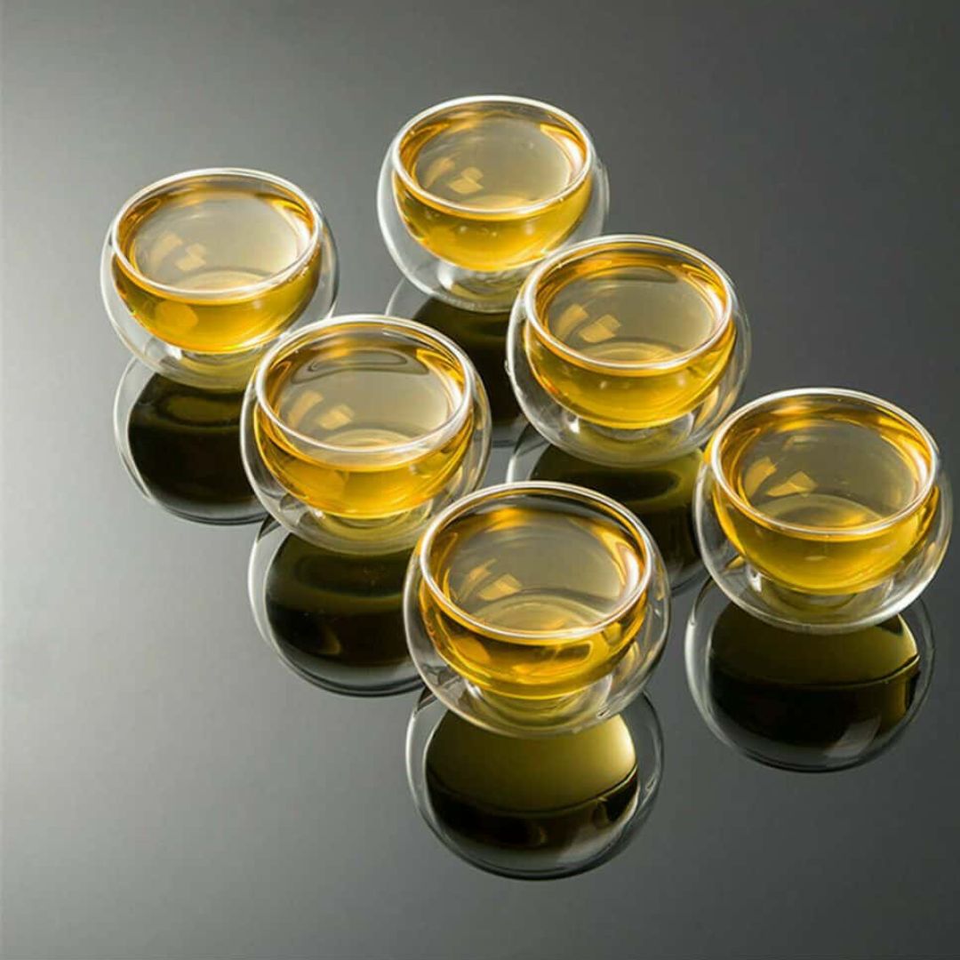 Bộ 6 tách cà phê, trà thủy tinh Borosilicate treo tường đôi 50 ML