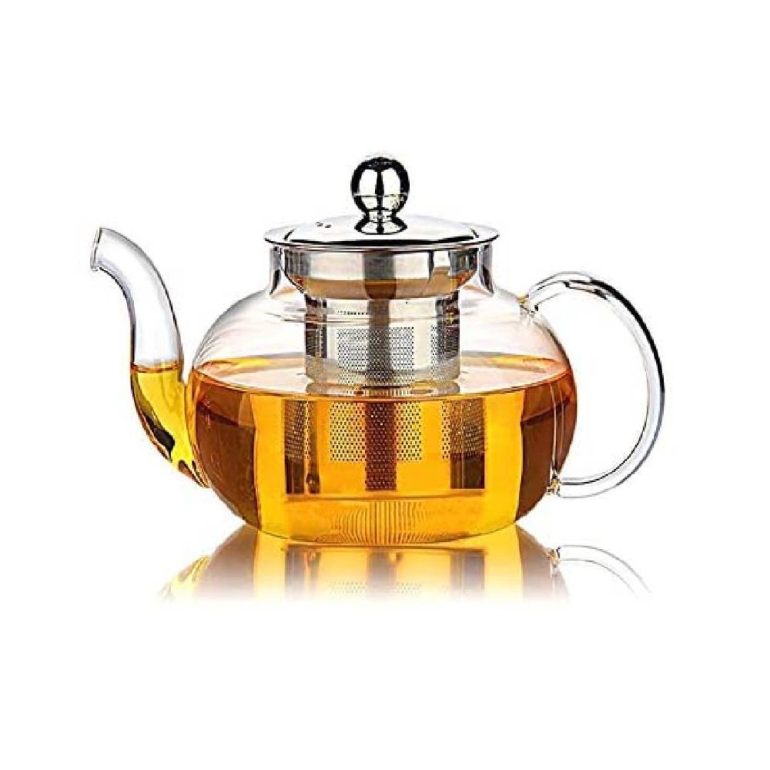 Glass Teapot 1500 ML With Heat Resistant Stainless Steel Infuser Tea Pot
