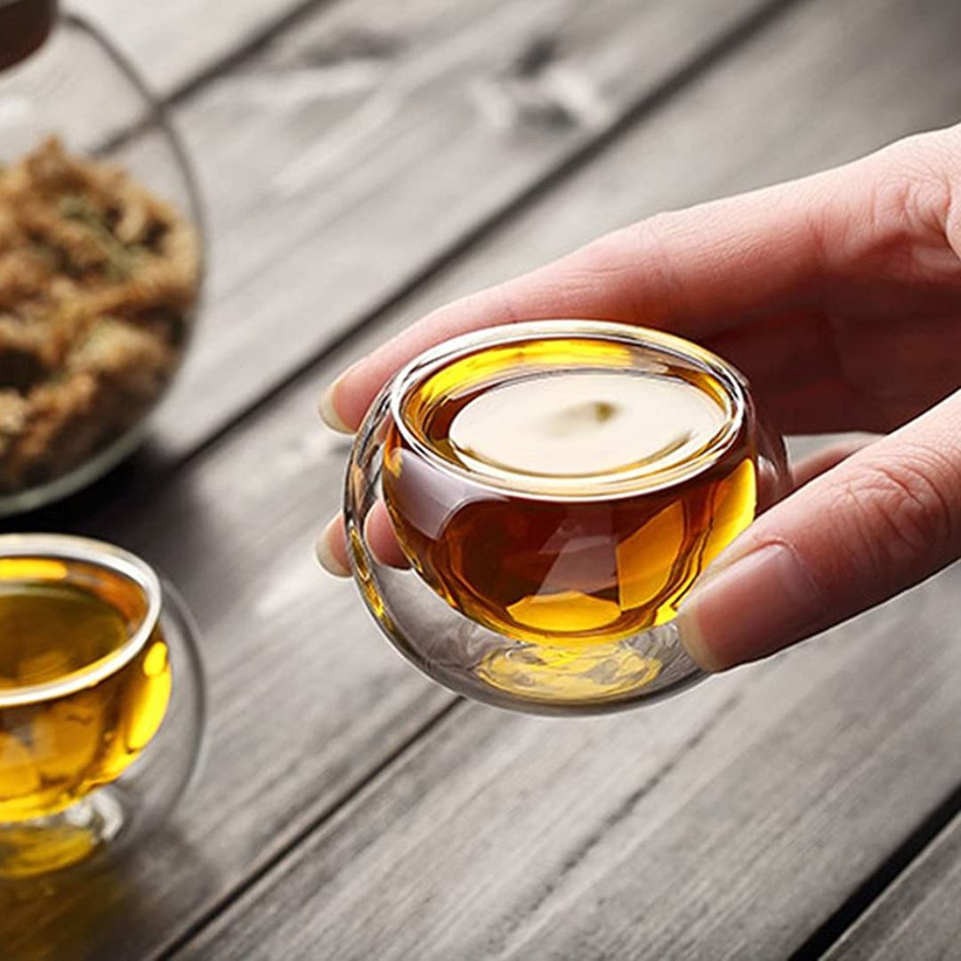 Bộ 6 tách cà phê, trà thủy tinh Borosilicate treo tường đôi 50 ML