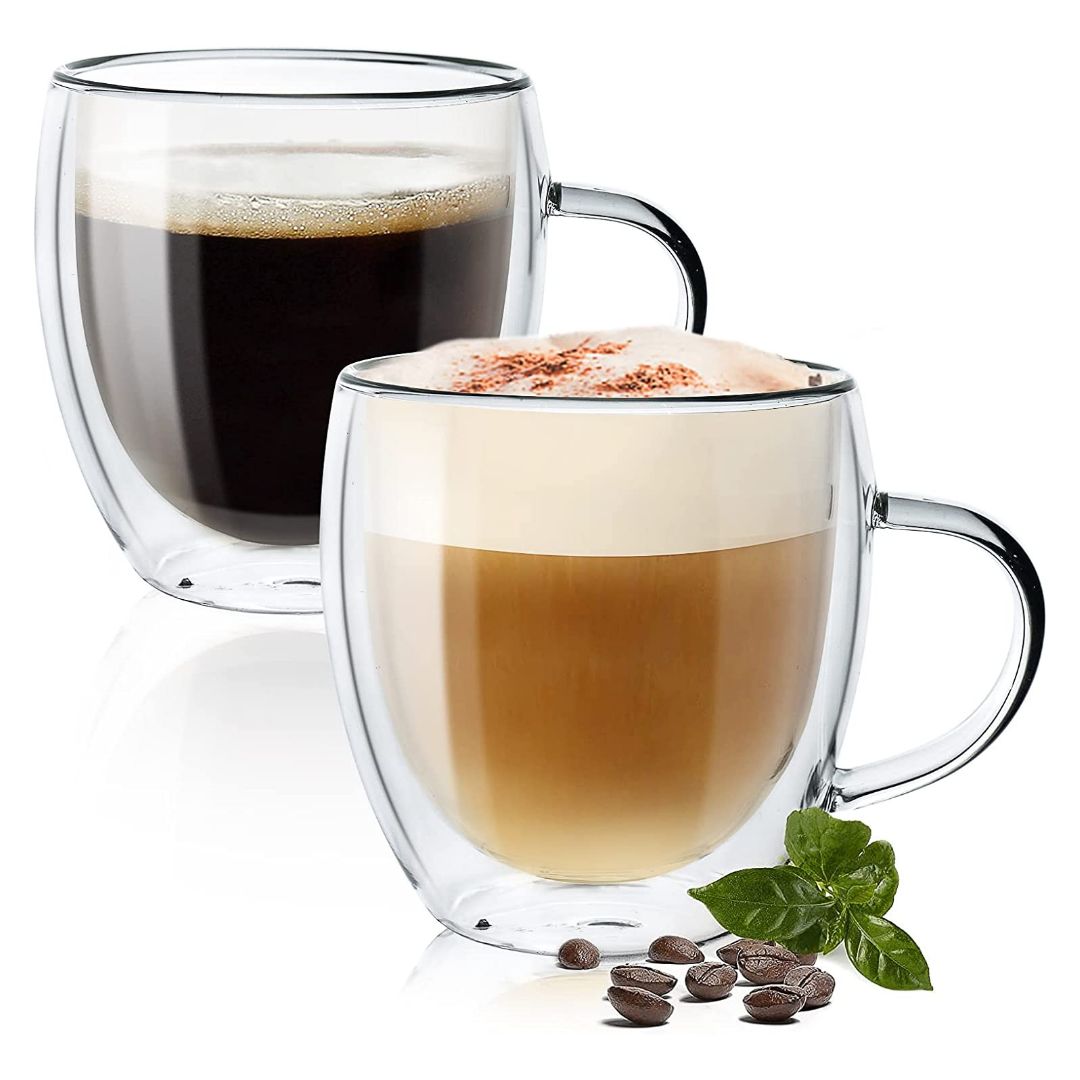 Buy Double Wall Irish Glass Coffee Mugs 300 ML, 1CHASE