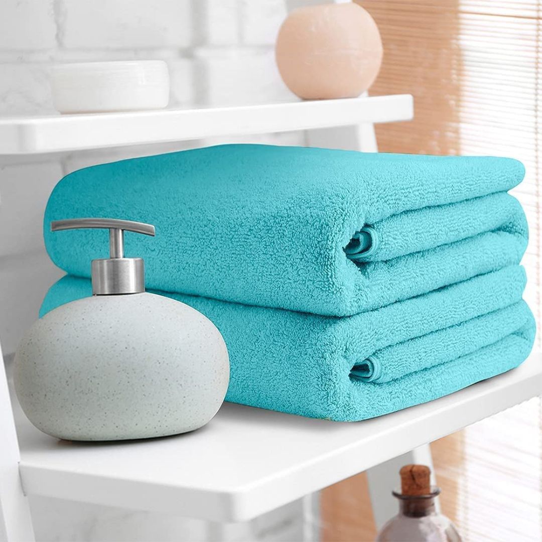 100% Cotton Bath Towels Set of 2 Navy Blue