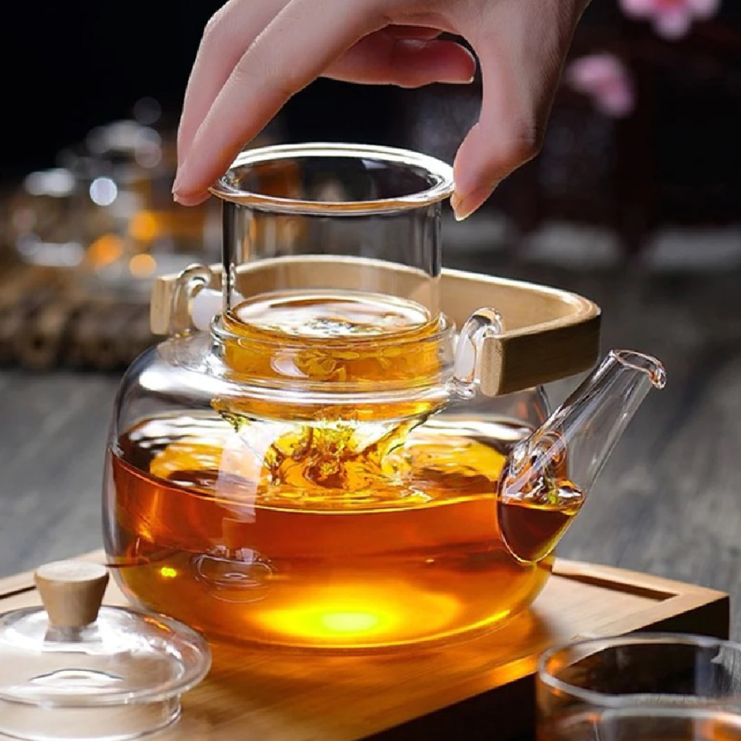 Glass Teapot 1000 ML With Infuser And Bamboo Handle