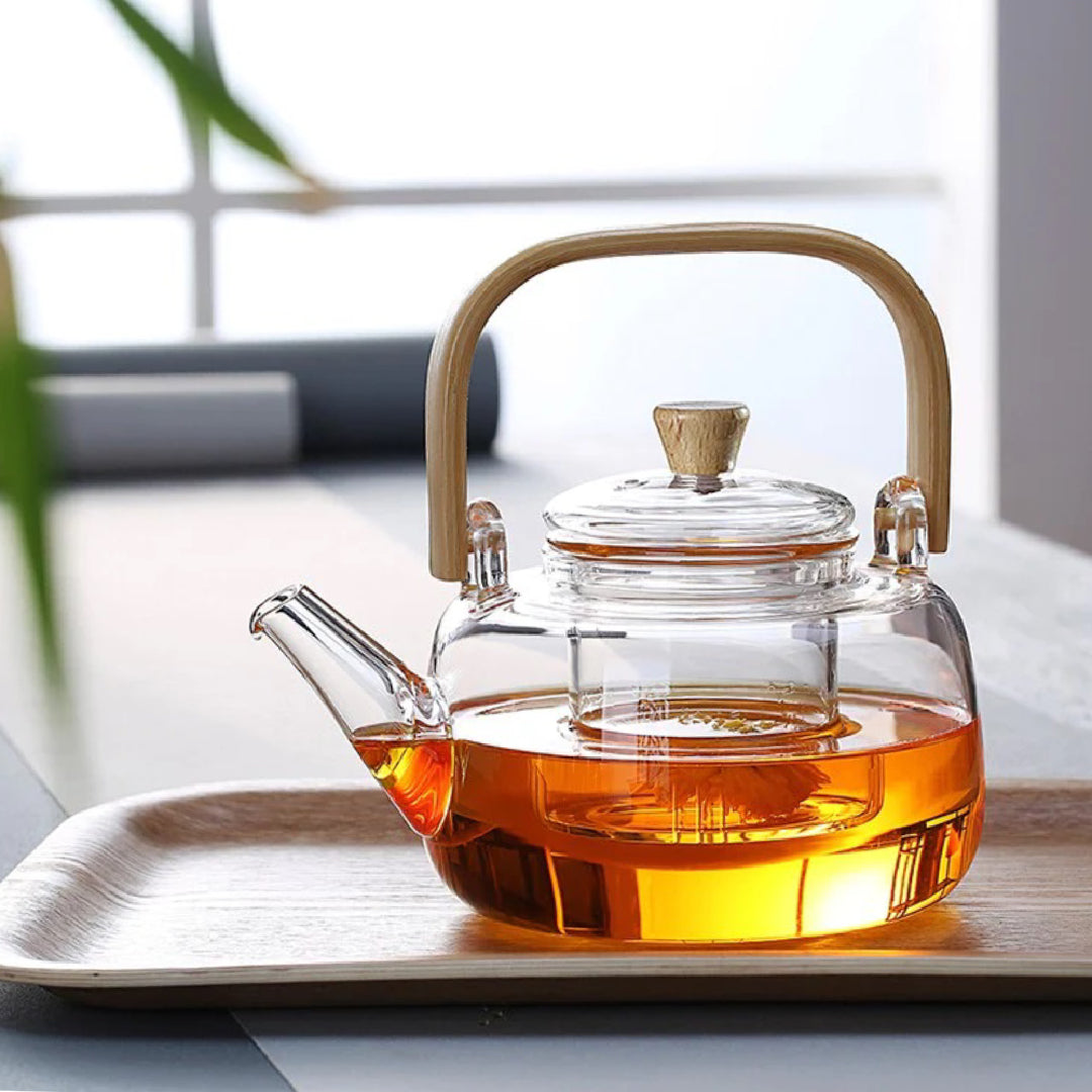Glass Teapot 1000 ML With Infuser And Bamboo Handle