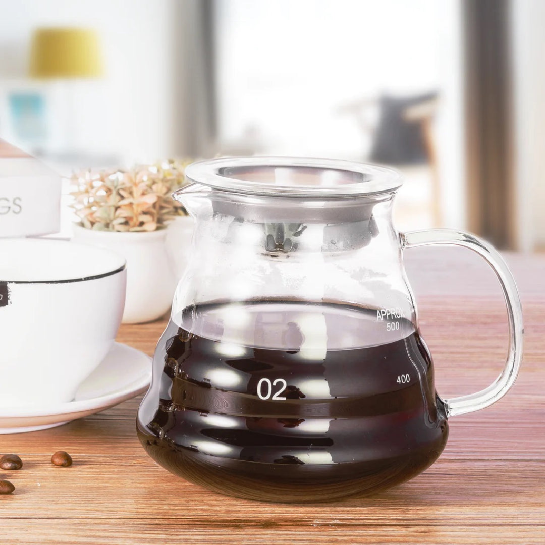Heat Resistant Glass Coffee Server Pot For Pour Over Coffee Maker, Clear
