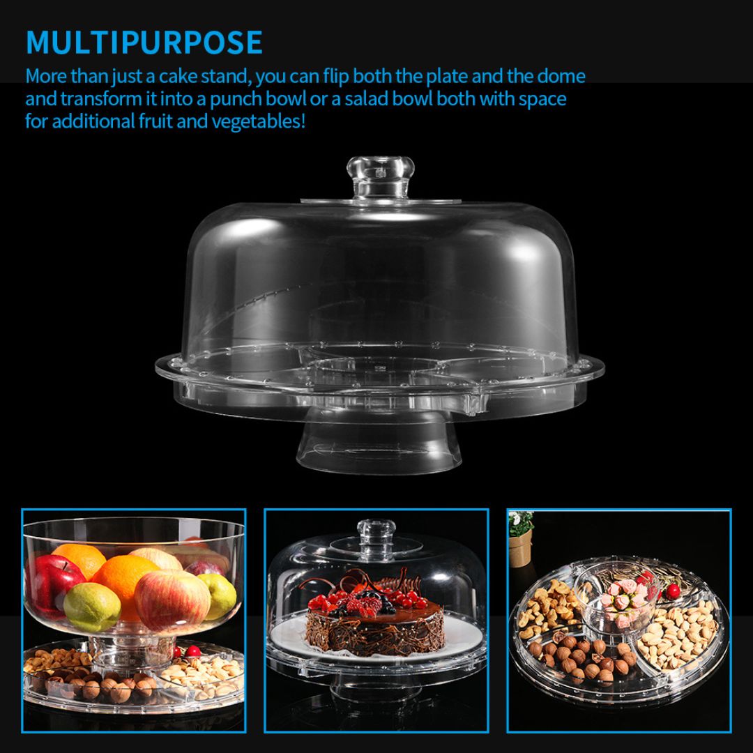 3 in 1 Acrylic Multi-Function Cake Stand With Dip Bowl