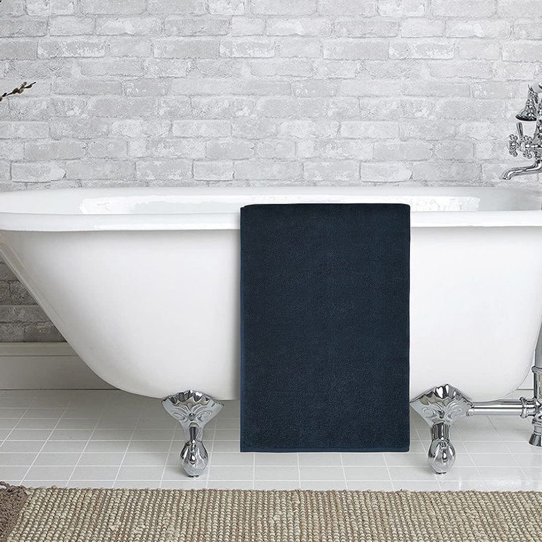 100% Cotton Bath Towels Set of 2 Navy Blue