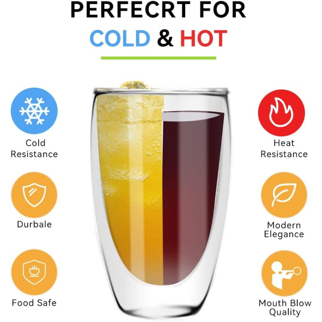 Double Wall Glass Cup 450 ML (Set of 2)