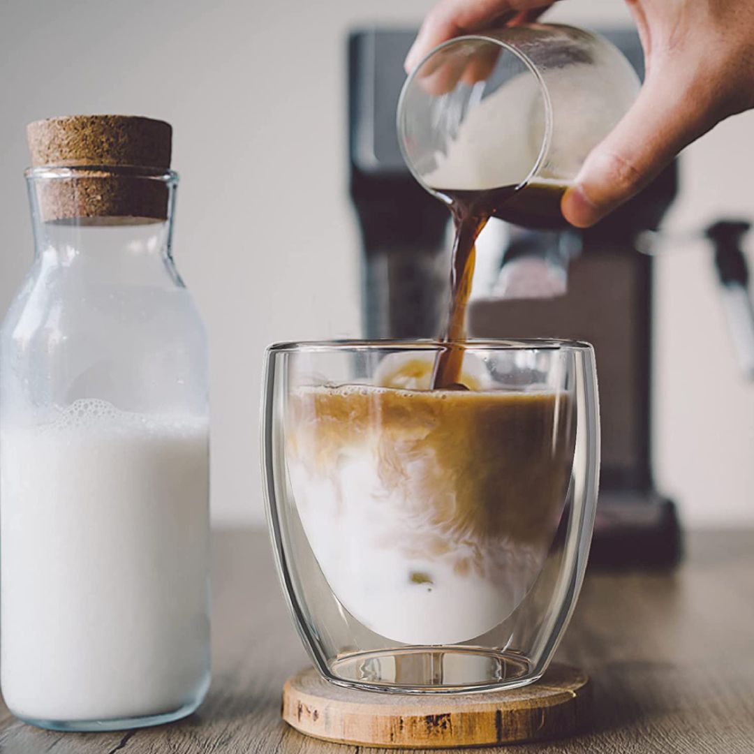 Double Wall Glass Coffee Cups 250 ML (Set of 4)