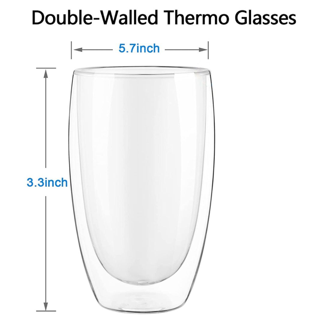 Double Wall Glass Cup 450 ML (Set of 2)