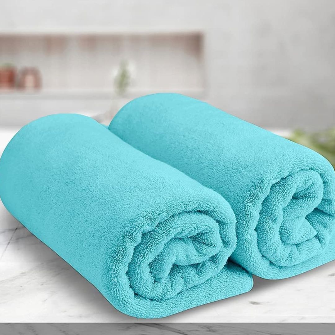 100% Cotton Bath Towels Set of 2 Navy Blue