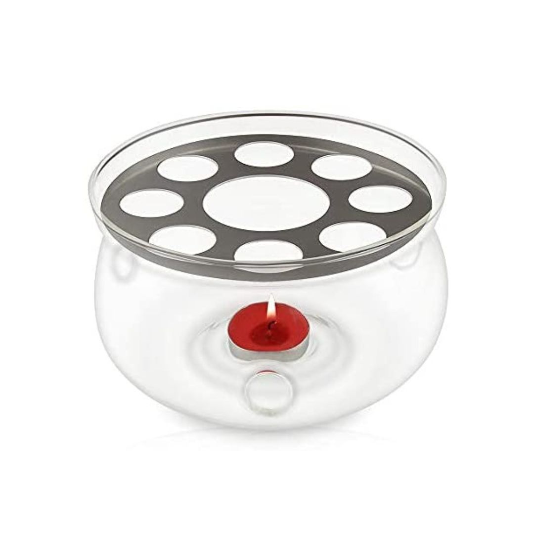 Heat Resistant Glass Teapot 1000ML With Teawarmer and 50 ML Double Wall Cups Set Of 6