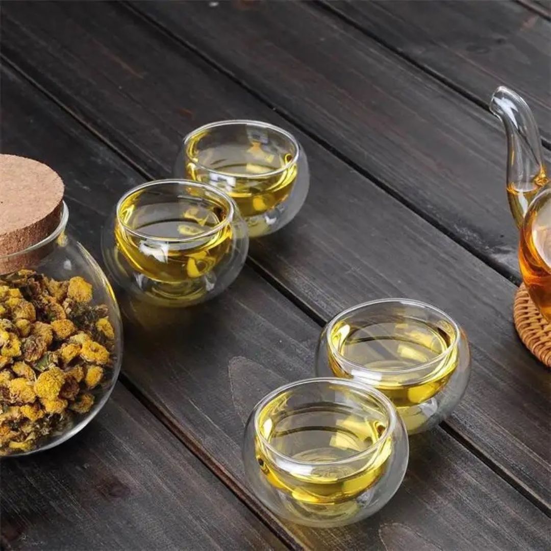 Bộ 6 tách cà phê, trà thủy tinh Borosilicate treo tường đôi 50 ML