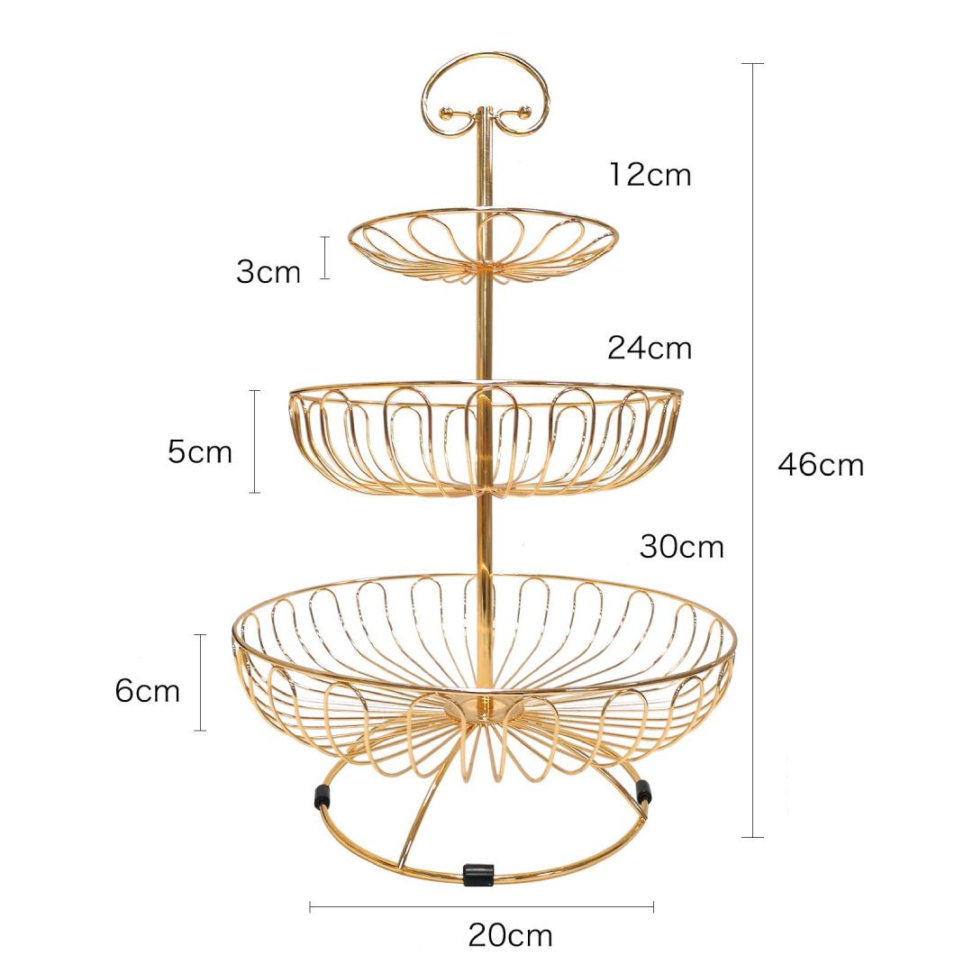 3 Tier Iron Wire Cupcake and Fruit Basket - Rose Gold, Storage