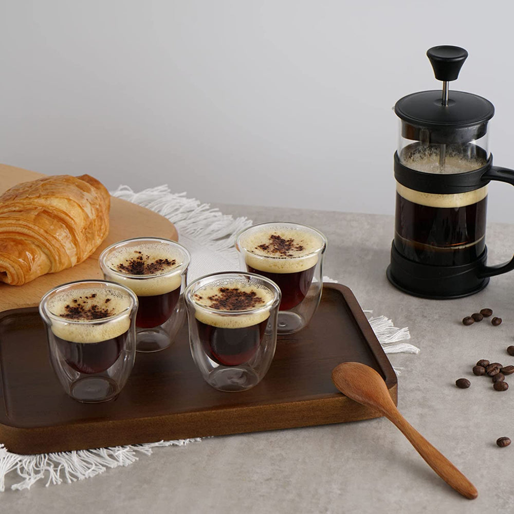 1CHASE Borosilicate Double Wall Turkish Espresso Coffee Cup, 80 ML -6Pcs Set