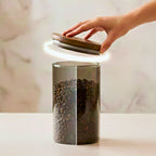 Borosilicate Glass Storage Jar Smoky Grey 1300 ML - (Set of 2) | Airtight Food Container with Acacia Wooden Lid | Durable & Stylish Kitchen Storage
