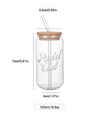 1CHASE Padel Club Sipper Glasses With Bamboo Lid & Glass Straw, 550ML (Set of 2) | Mason Jar Can-Shaped Tumblers | Printed Padel Club Sipper for Juice, Coffee, Iced Tea & Smoothies