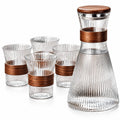 Water and Drinks Carafe 1500ml with 4 Glasses 350ml , Ribbed Drinking Set
