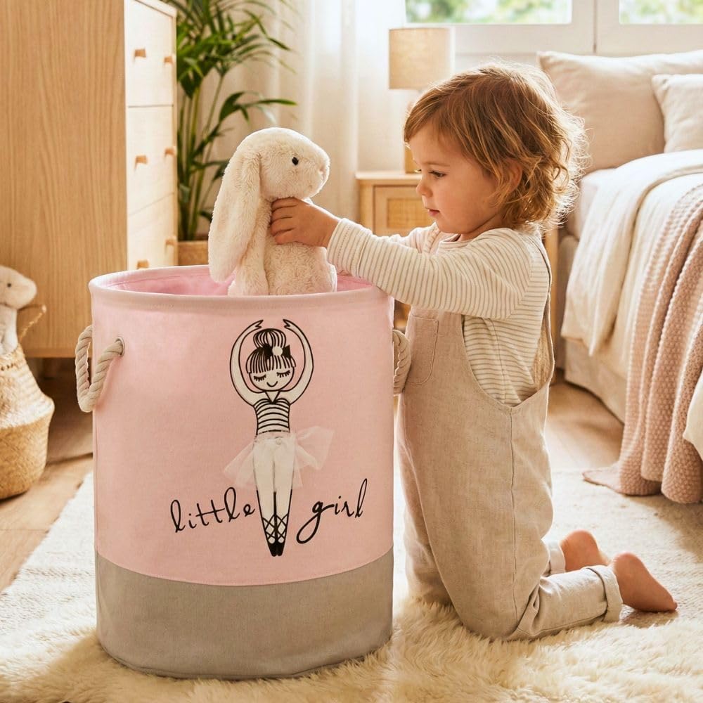 Kids Ballerina Canvas Laundry & Toy Basket – 50L