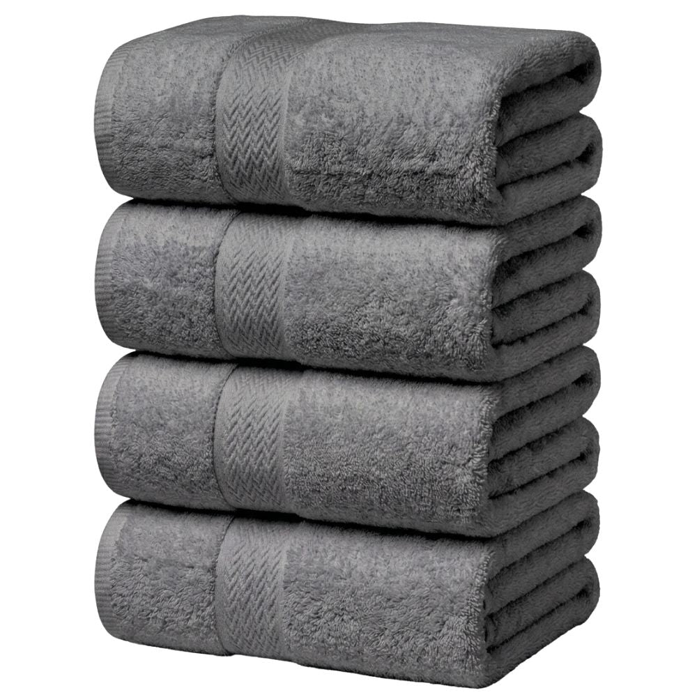 Premium Bath Towels Set of 4 | 100% Cotton 600 GSM | Ultra Soft, Quick Dry – 70x140 cm