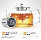 Borosilicate Glass Teapot 1200 ML with Stainless Steel Infuser with Lid