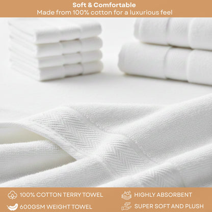 Bath Towel Set, 600 GSM Luxury Towels 10-Piece 100% Cotton, 2 Bath Towels (70x140cm), 2 Hand Towels (40x70cm), 6 Washcloths (30x30cm), Ultra Soft