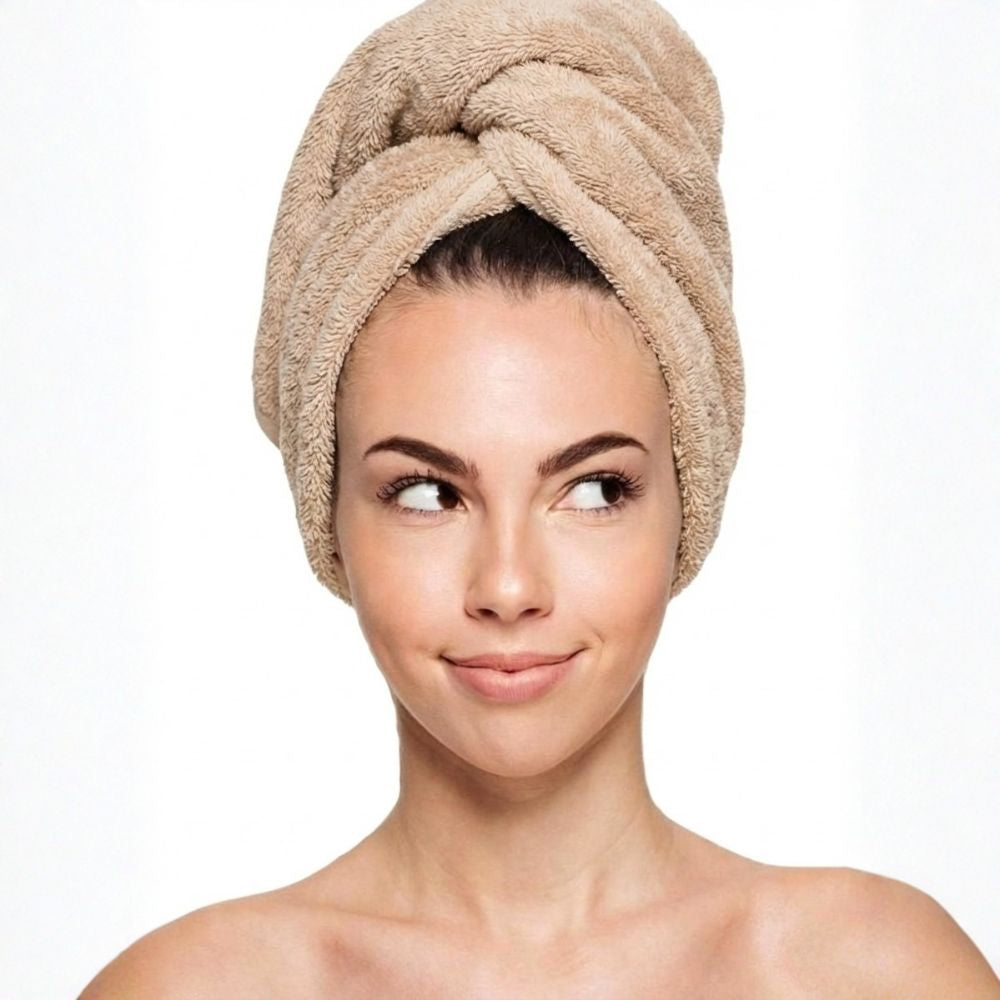 Premium Cotton Hair Towel Wrap – Super Absorbent Terry Turban Towel for Quick Hair Drying & Reduced Frizz