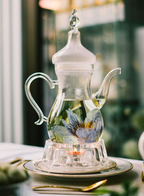 Arabic Tea Set – 1000ML Teapot with Heart-Shaped Warmer – Ideal Tea Set for Ramadan & Special Occasions, Elegant Tea Set